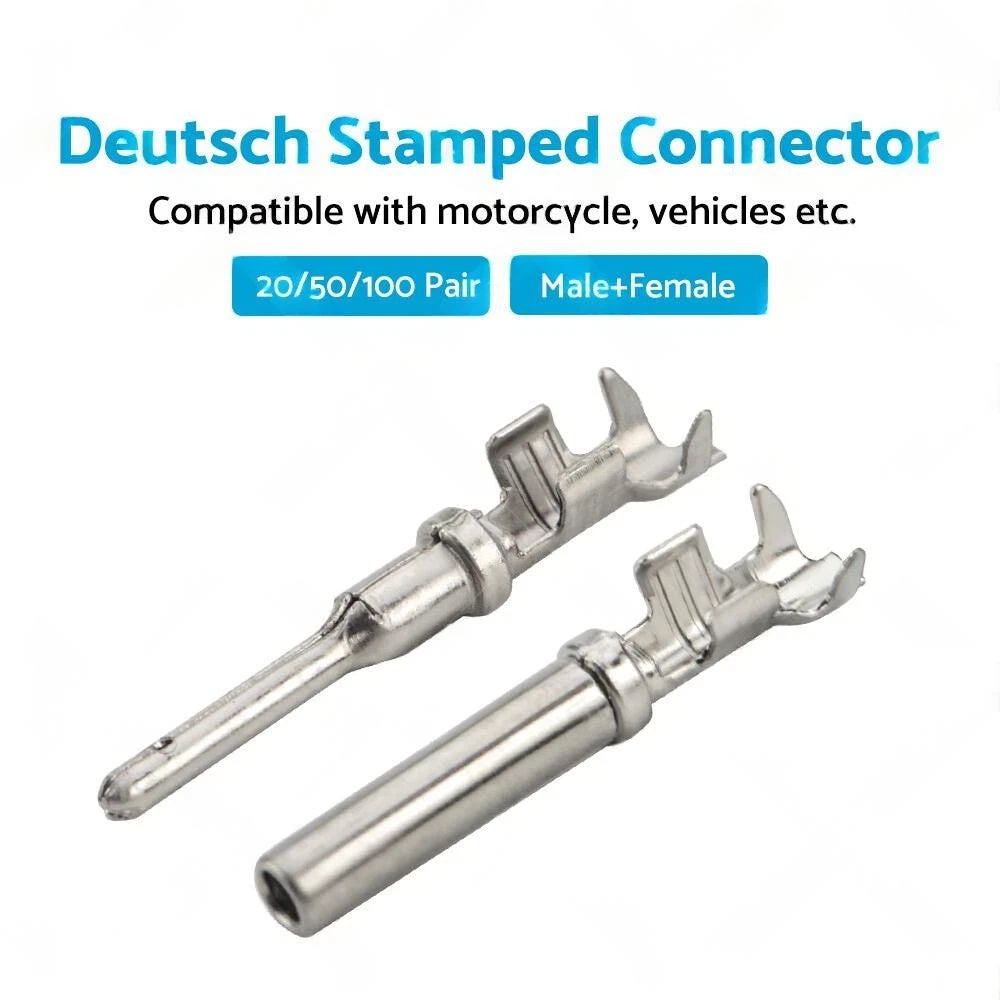 Set of 20 Deutsch Solid Terminal No.16 Stamped Contact Pins Male Female