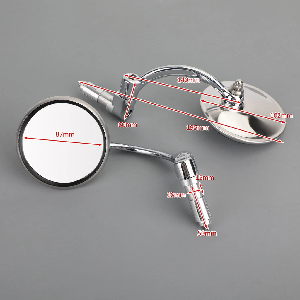 Chrome Handlebar End Mirrors for Motorcycle Cafe Racer (22mm)