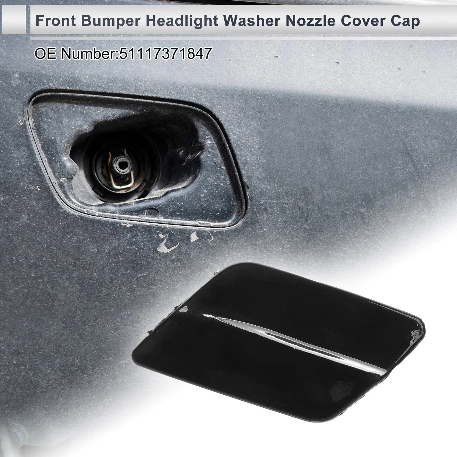 Front Left Washer Nozzle Cover Cap for BMW 335i GT xDrive Black