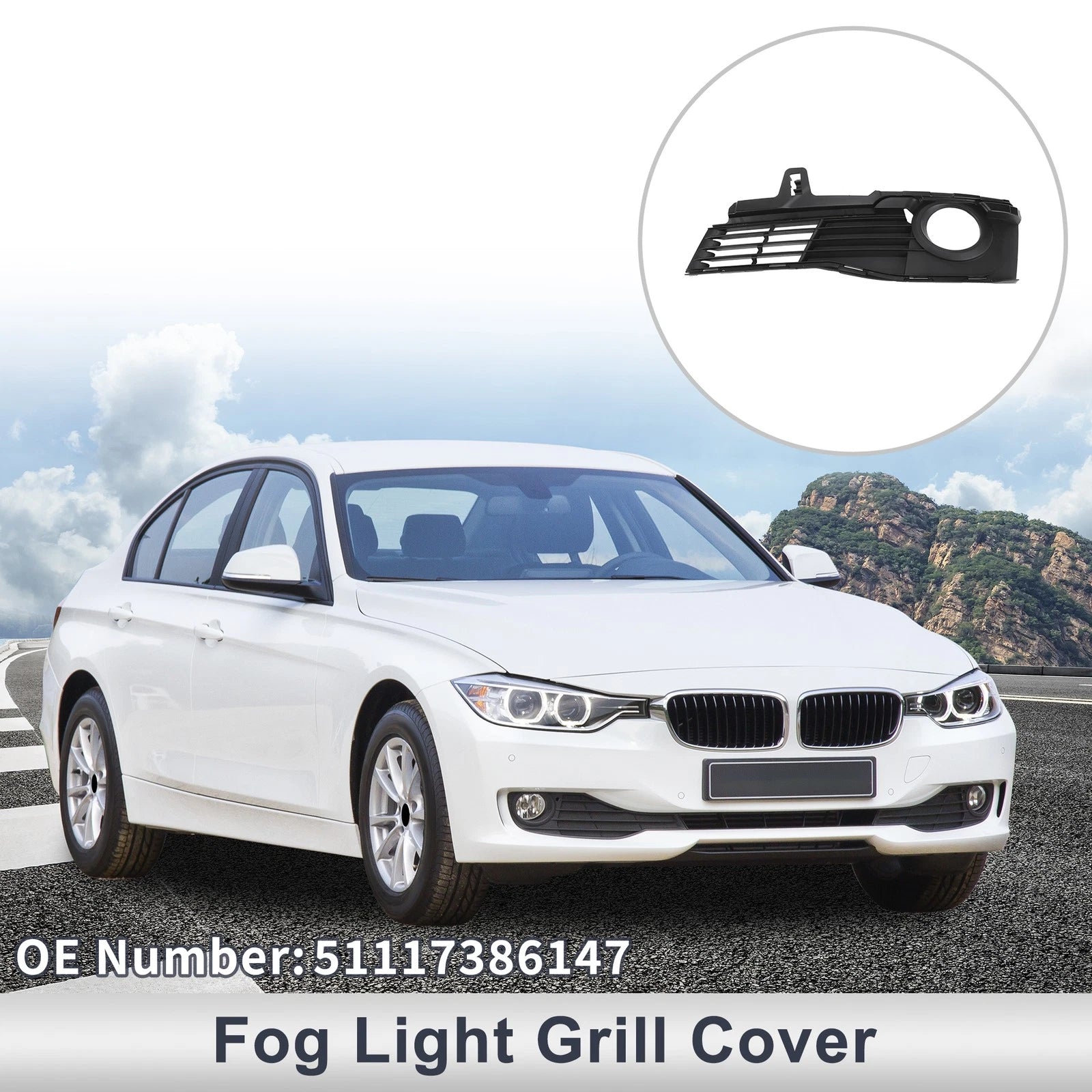 1 Pc Fog Light Grill for BMW 3 Series (2015–2019) No. 51117386147