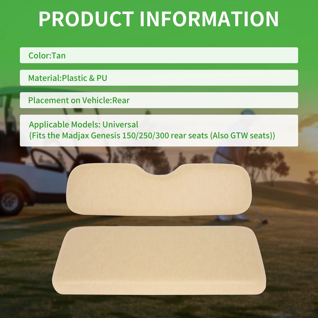 Rear Tan Golf Cart Seat & Back Cushion for Ezgo TXT, RXV, ST, ST Sport, Valor