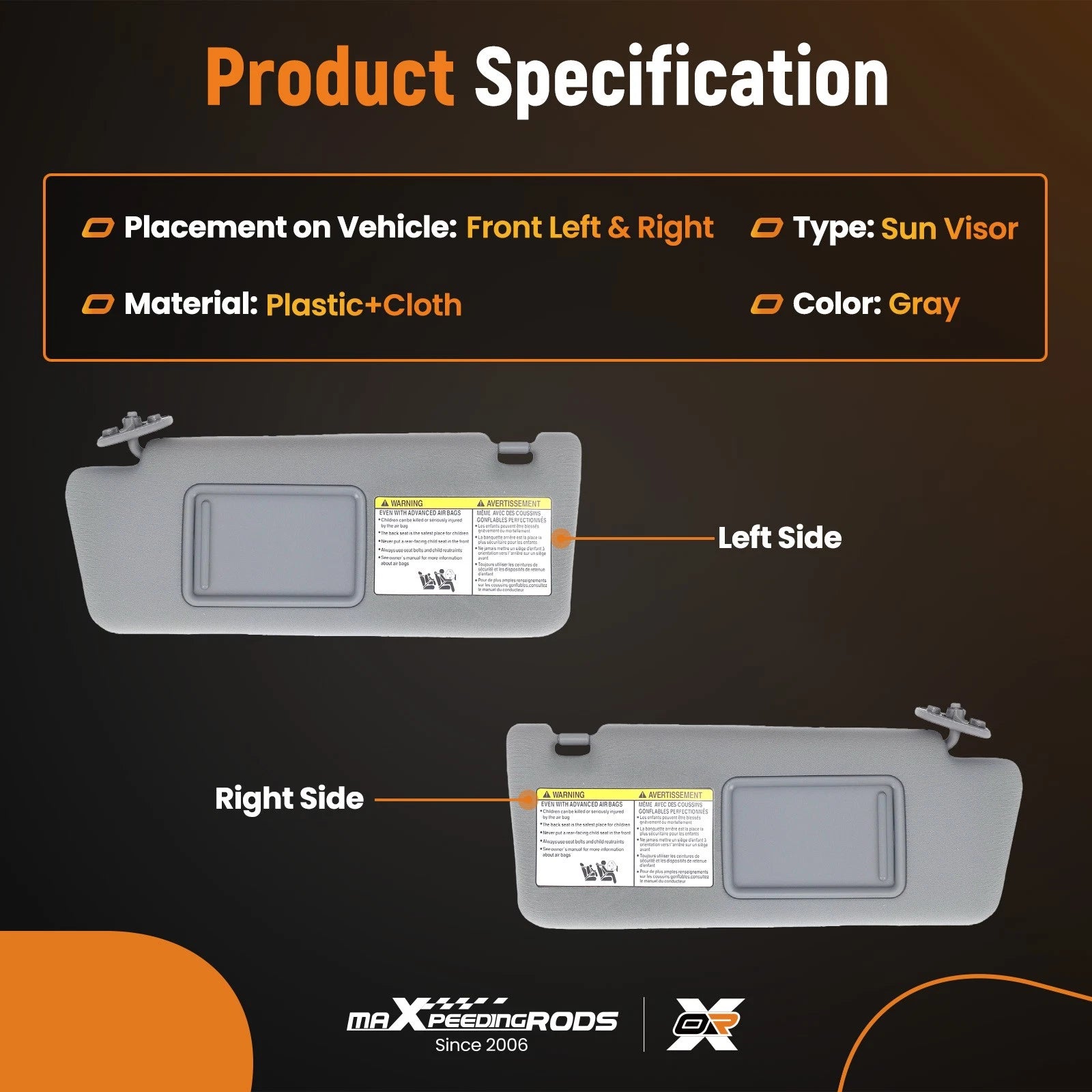 Pair Sun Visor for Toyota Tacoma (2005–2015) 74320-35C10-B0 Left + Right