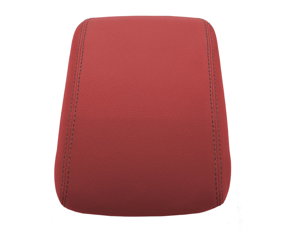 Leather Console Lid Armrest Cover for Audi A5 S5 (2008–2017) Red Black Stitch
