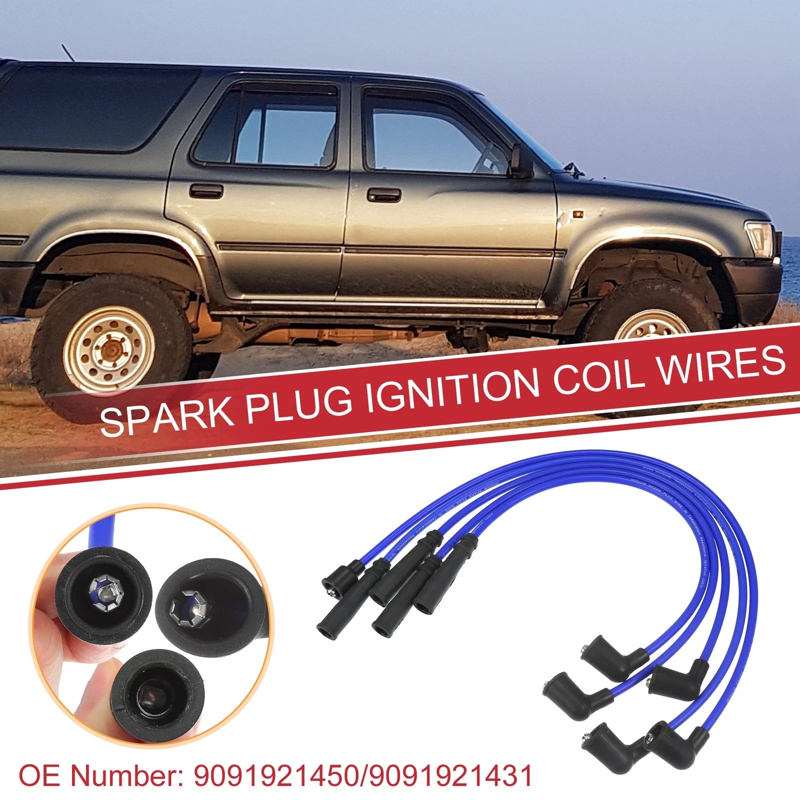 5pcs Spark Plug Wire Ignition Coil Cable No. 9091921450 for Toyota 4Runner (1989–1993)
