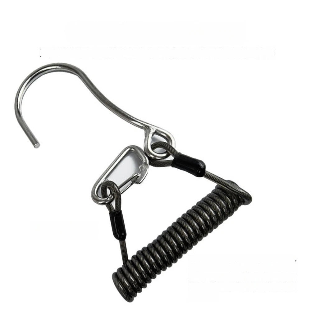 Spiral Spring Coil Lanyard with Flow Hook for Scuba Diving (316 SS)