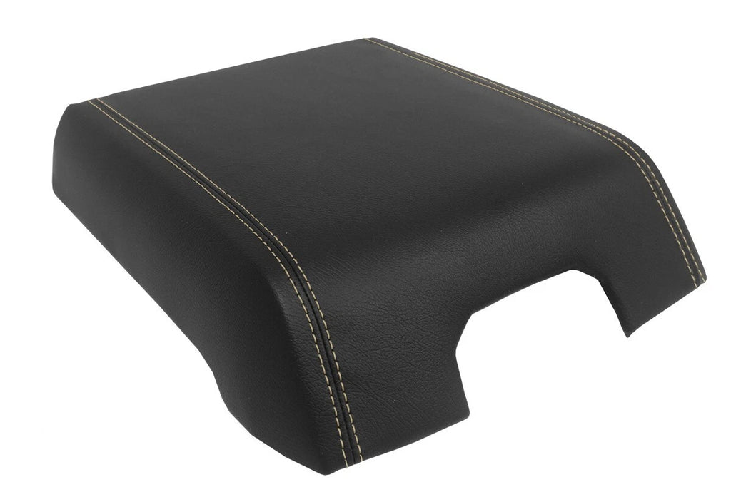 Leather Console Lid Armrest Cover for Ford F150 Raptor (2015–2020) Beige Stitch