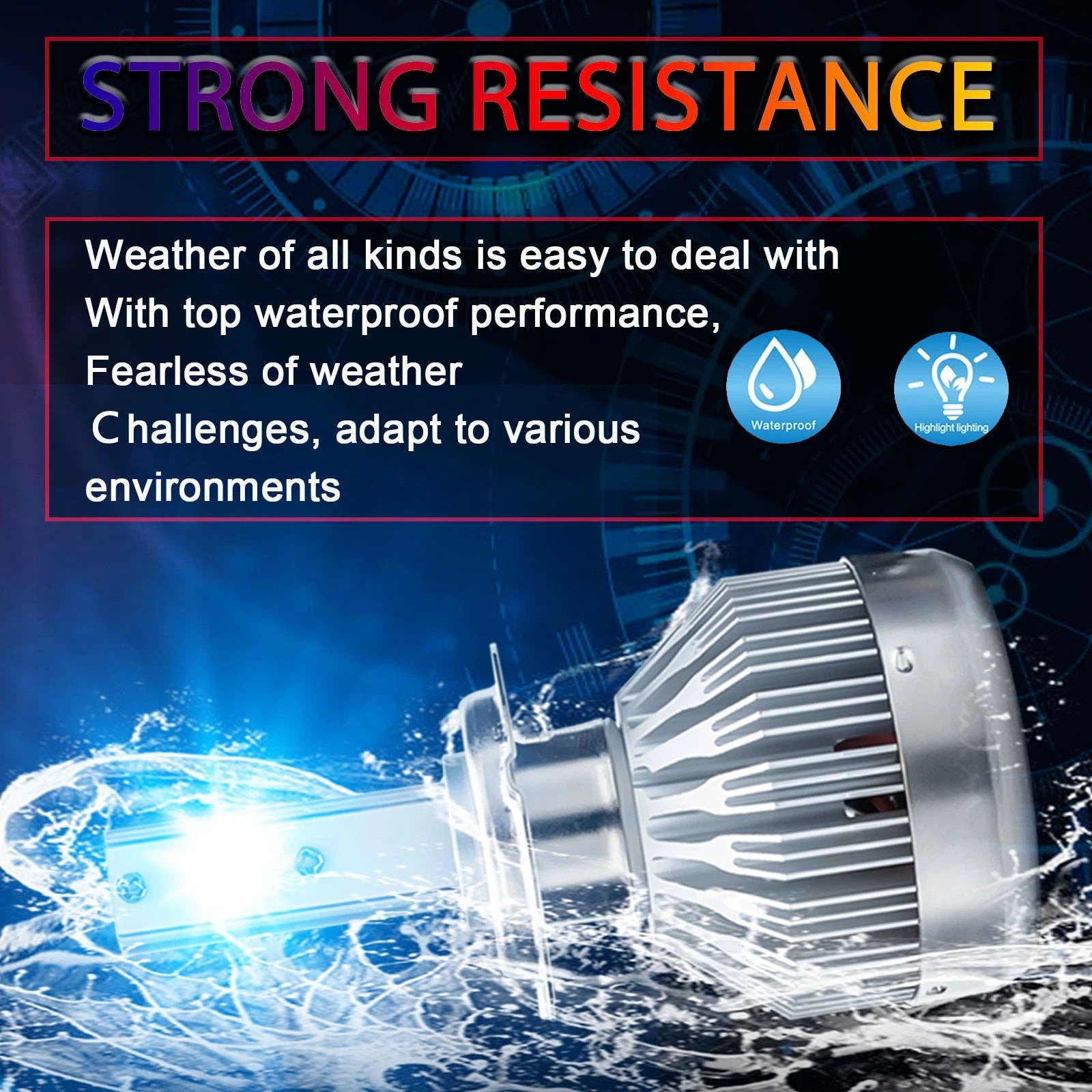 2PCS Super Bright Ice Blue H7 COB LED Headlight Bulb Kit for Hi/Lo Beam (8000K)