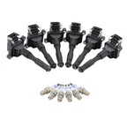 Set of 6 Ignition Coils & Platinum Spark Plugs for BMW E36 E39 E46 (1998–2006)