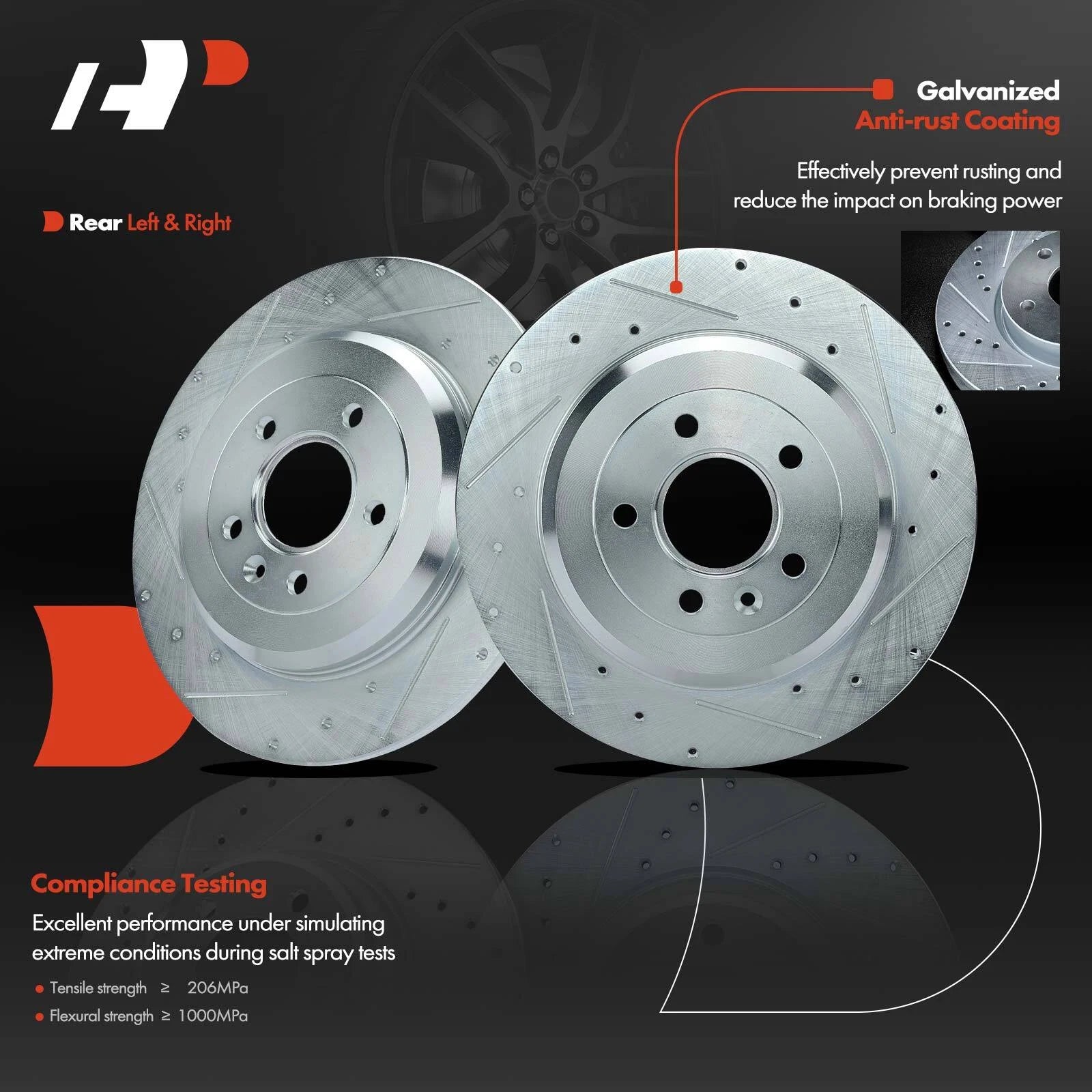 Rear Drilled Rotors & Pads for Ford Taurus (2010-2017)