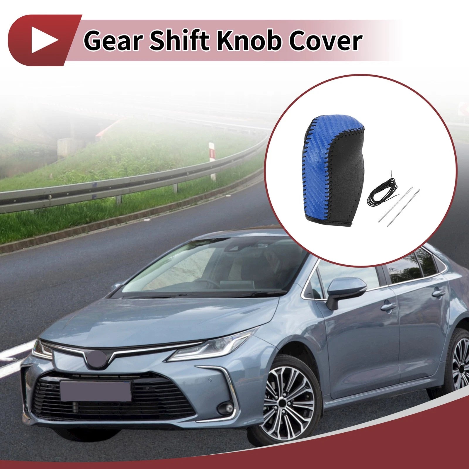 1 Pc Gear Shift Knob Cover for Toyota Corolla (2014–2018) Blue Faux Leather
