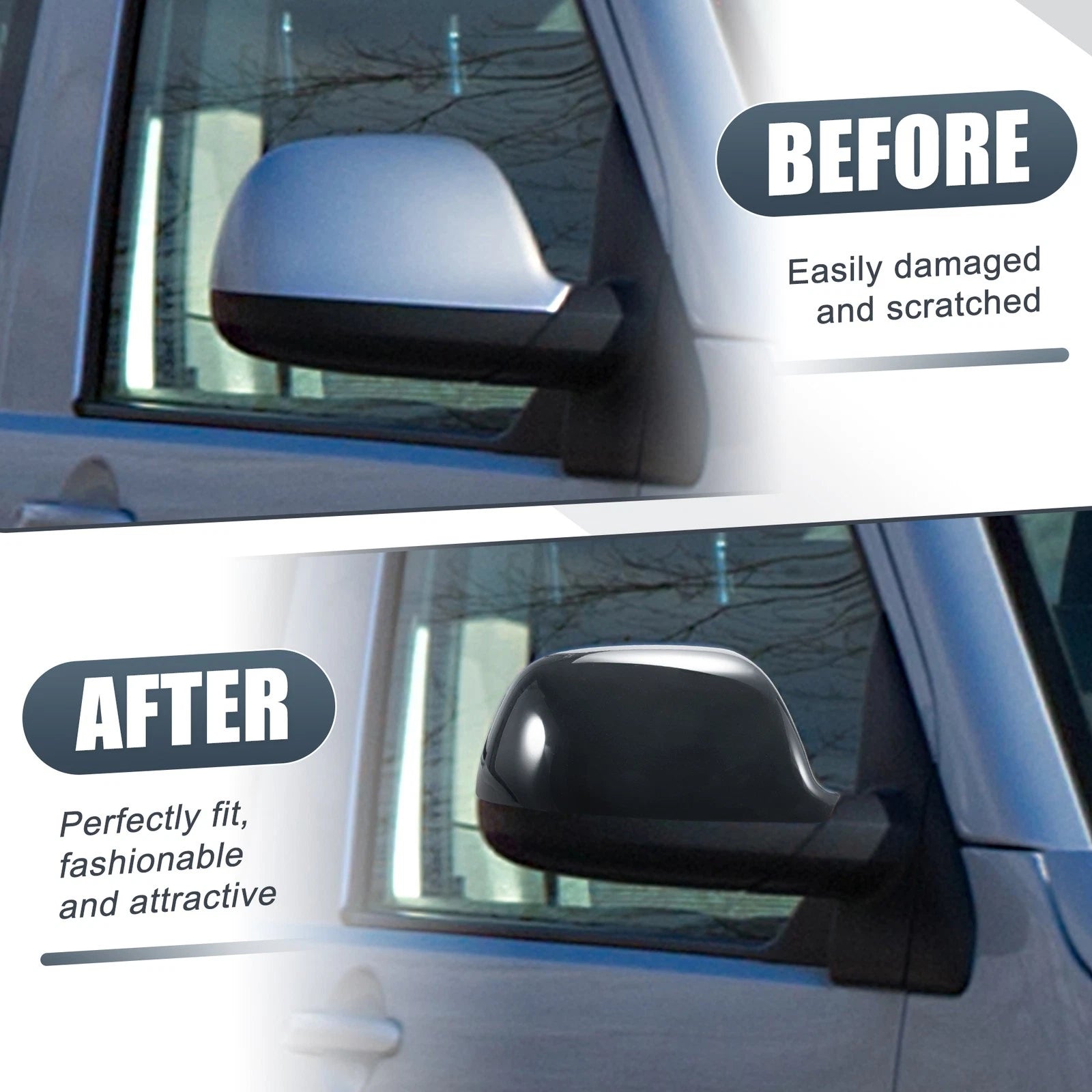 Right Side Mirror Cover Cap Gloss Black for Volkswagen Transporter T5 T6 (2003–2019)