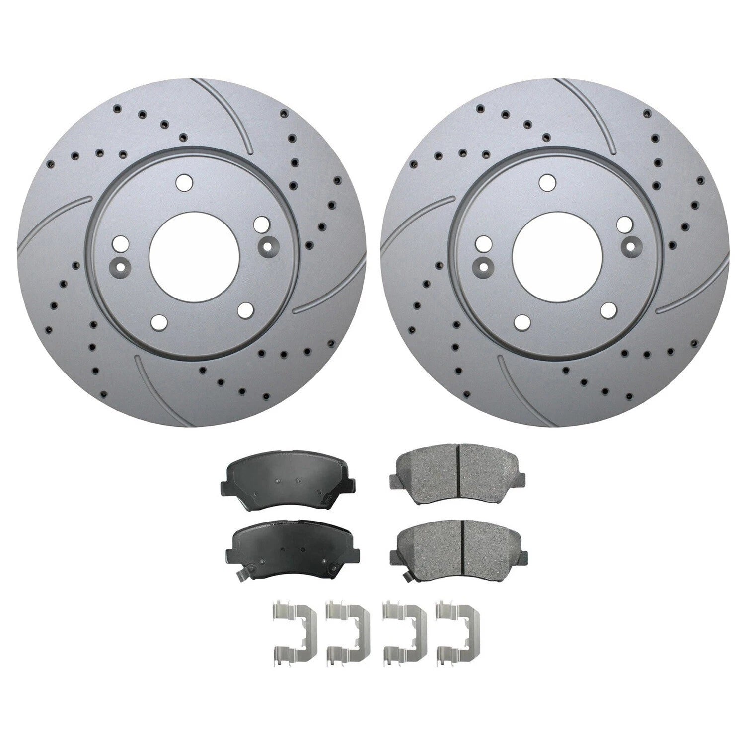 Front Brake Kit 280mm Drilled Rotors & Akebono Pads for Hyundai Kia