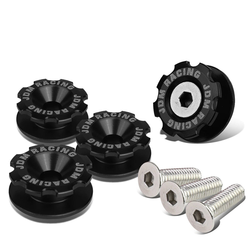 Set of 4 Aluminum Black Bumper Quick Release Fasteners for