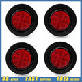 Set of 4 Red LED 2.5 Inch DOT Round Trailer Side Marker Lights for Truck