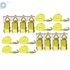 Set of 8 Ratchet Straps with J Hook 2" x 15' Heavy Duty Tie Downs 5000 lbs