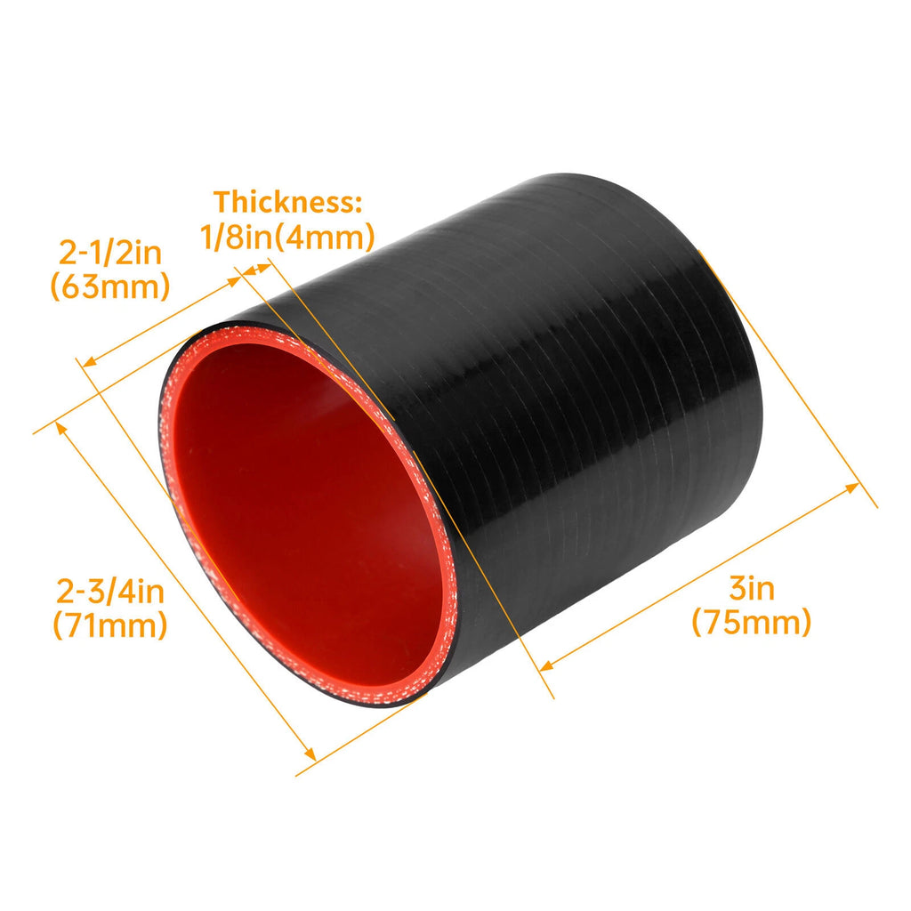 2.5" Universal Aluminum Turbo Intercooler Pipe Kit with Hose and Clamp