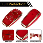 Red Gold Tone TPU Car Key Case for Mercedes Benz E Class (2017-2023)