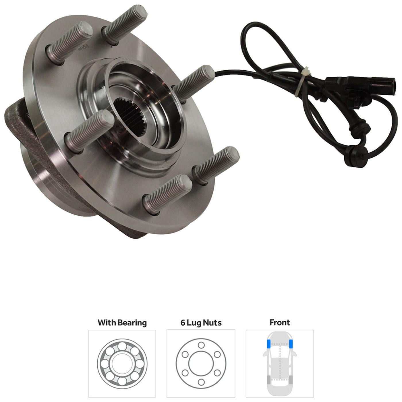 Wheel Hub for Nissan Armada (2017–2022) Front LH/RH 6 Lug with Bearing & Sensor