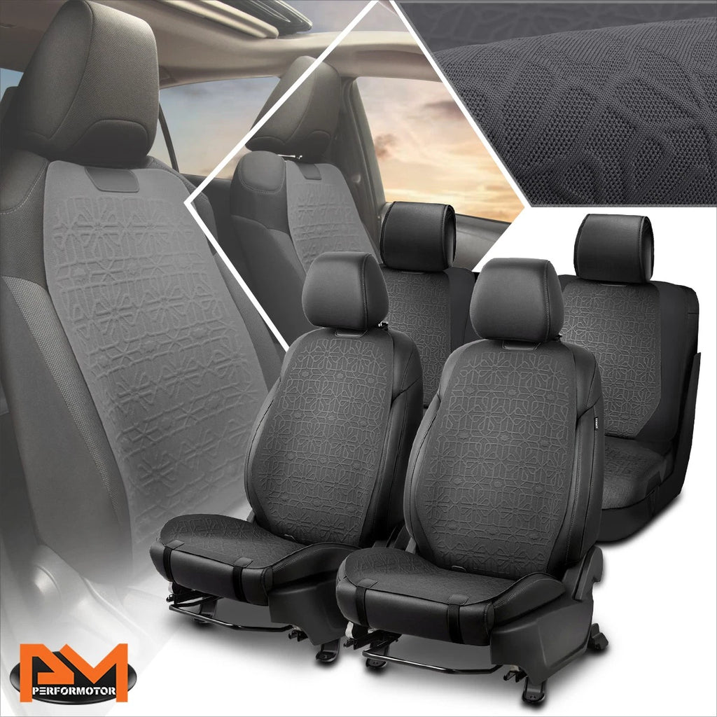 Set of 2 Universal Seat Covers for Cars (1st & 2nd Row) - Grey