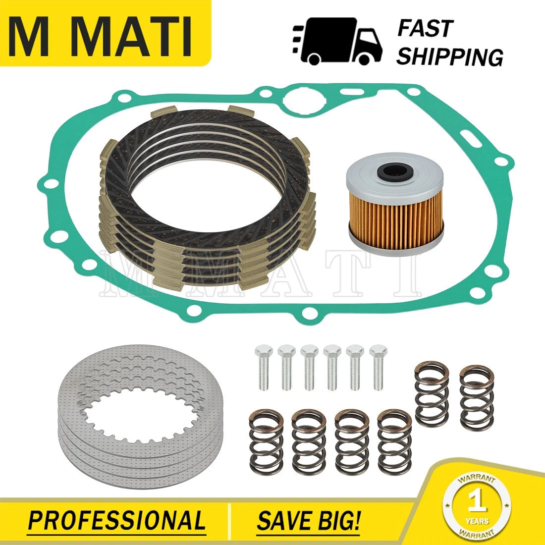 Clutch Steel Friction Plates Kit for Kawasaki Z125 Pro KLX110 KLX110L (2016–2023)