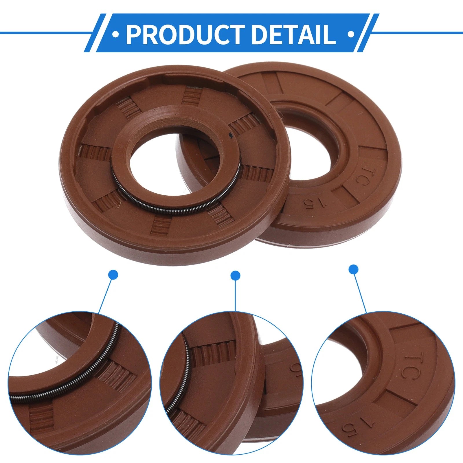 Set of 2 Oil Seal Rotary Shaft Seal FKM Rubber 15x35x7mm