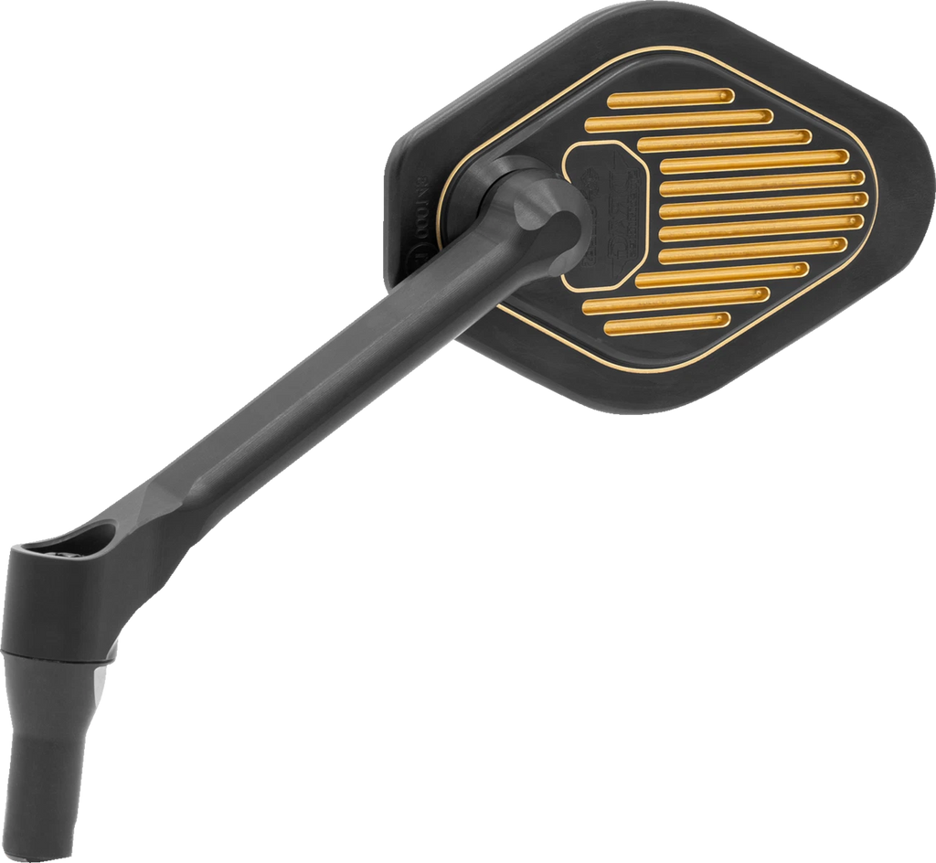 Adjustable Mirror for Drag Specialties (Black/Gold, Short Stem, Left)