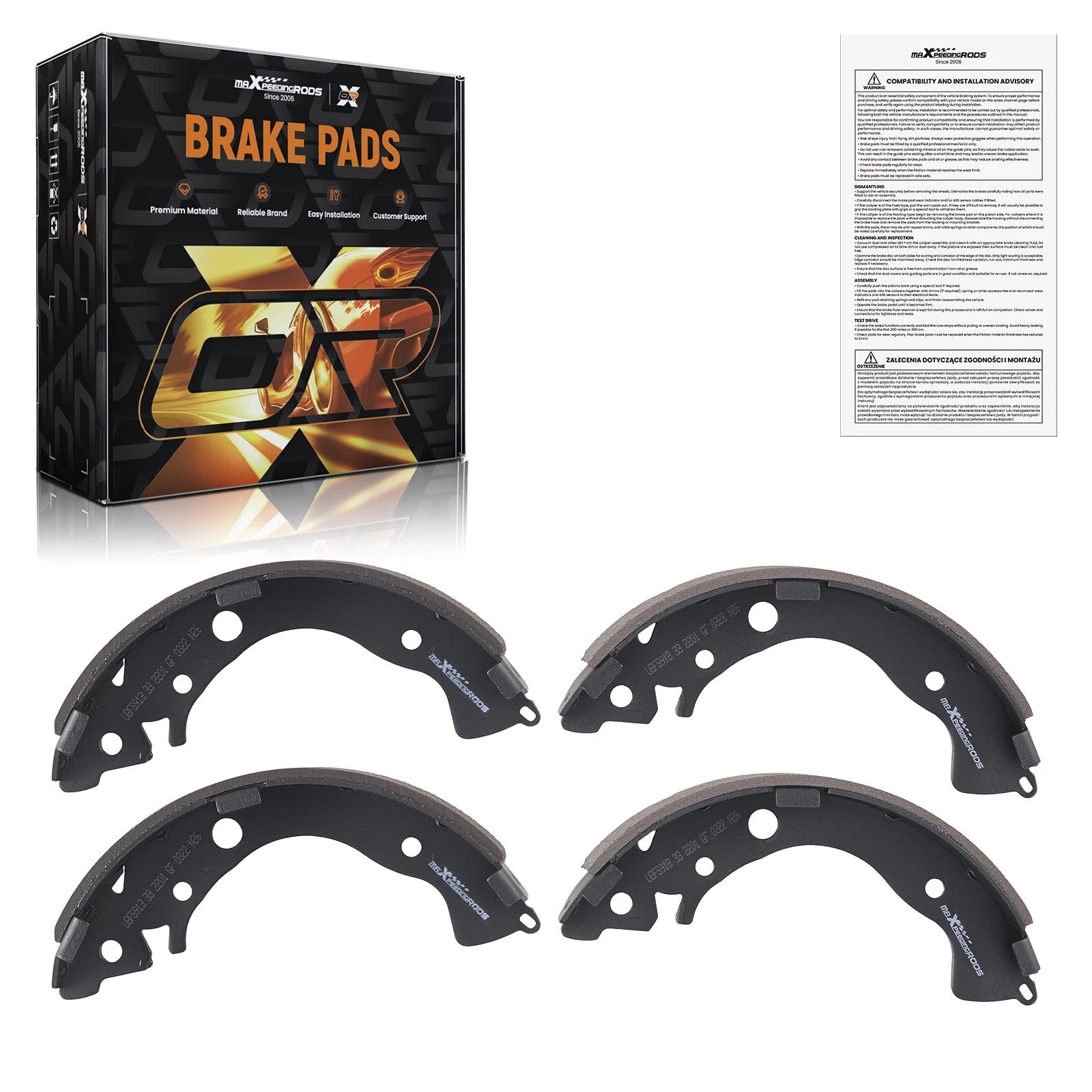 Rear Brake Shoes Kit for Honda Fit (2009–2020), Insight (2010–2014) SH-913 S913