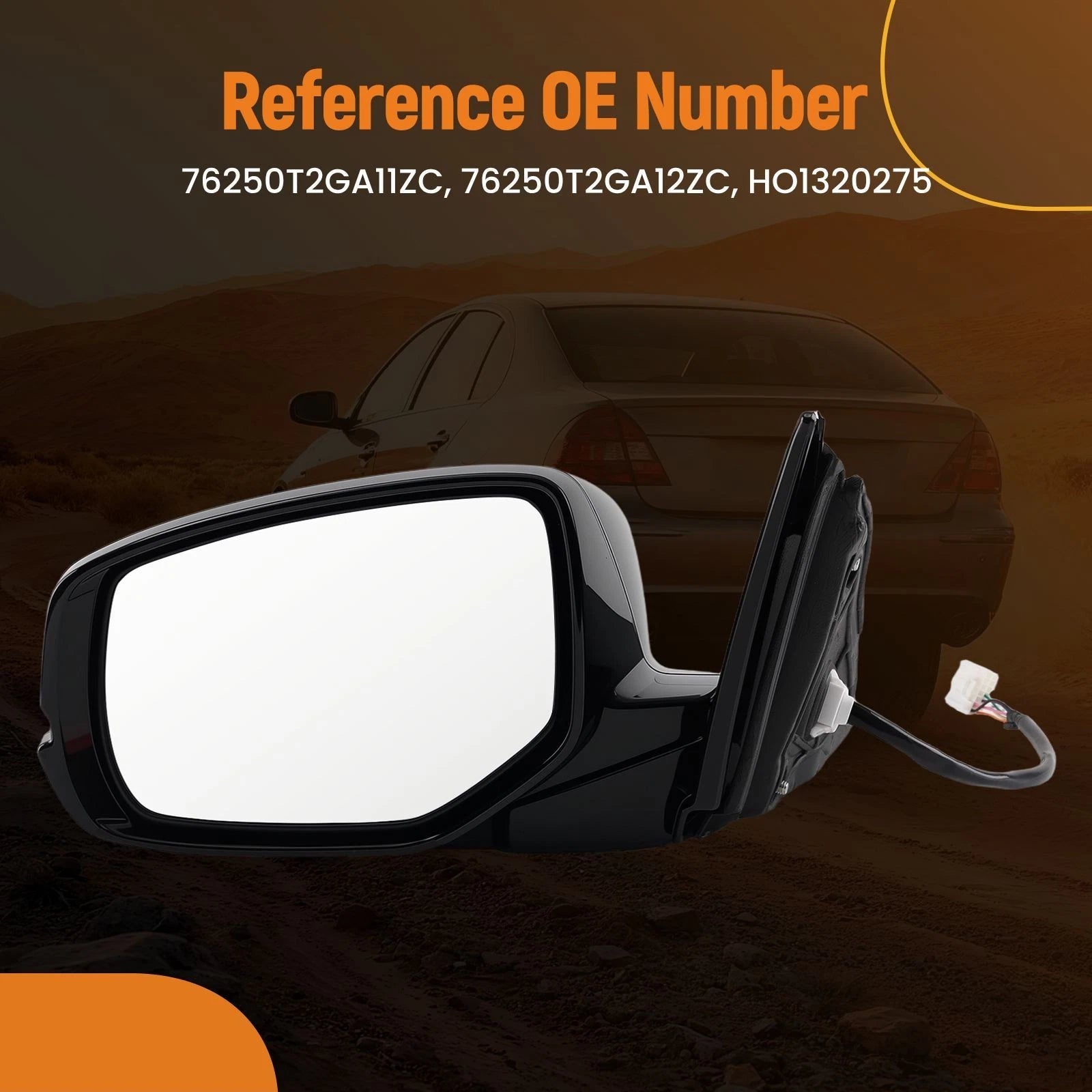 Heated Power Driver Mirror for Honda Accord EX-L/Hybrid (2013–2017) Black