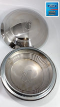 Stainless Hubcaps Pair Replacement for 1940-1941 Ford Pickup V8 Trucks