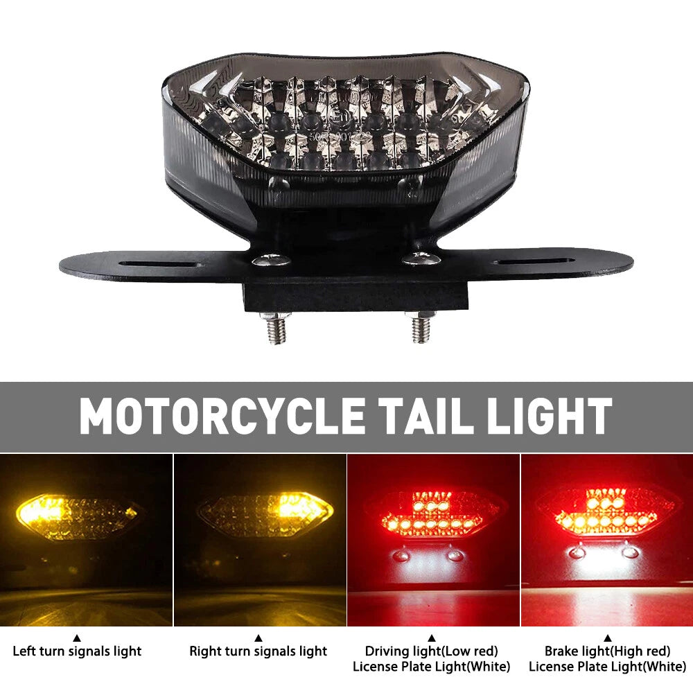 LED Turn Signals Brake Integrated License Plate Tail Light for Universal Motorcycle