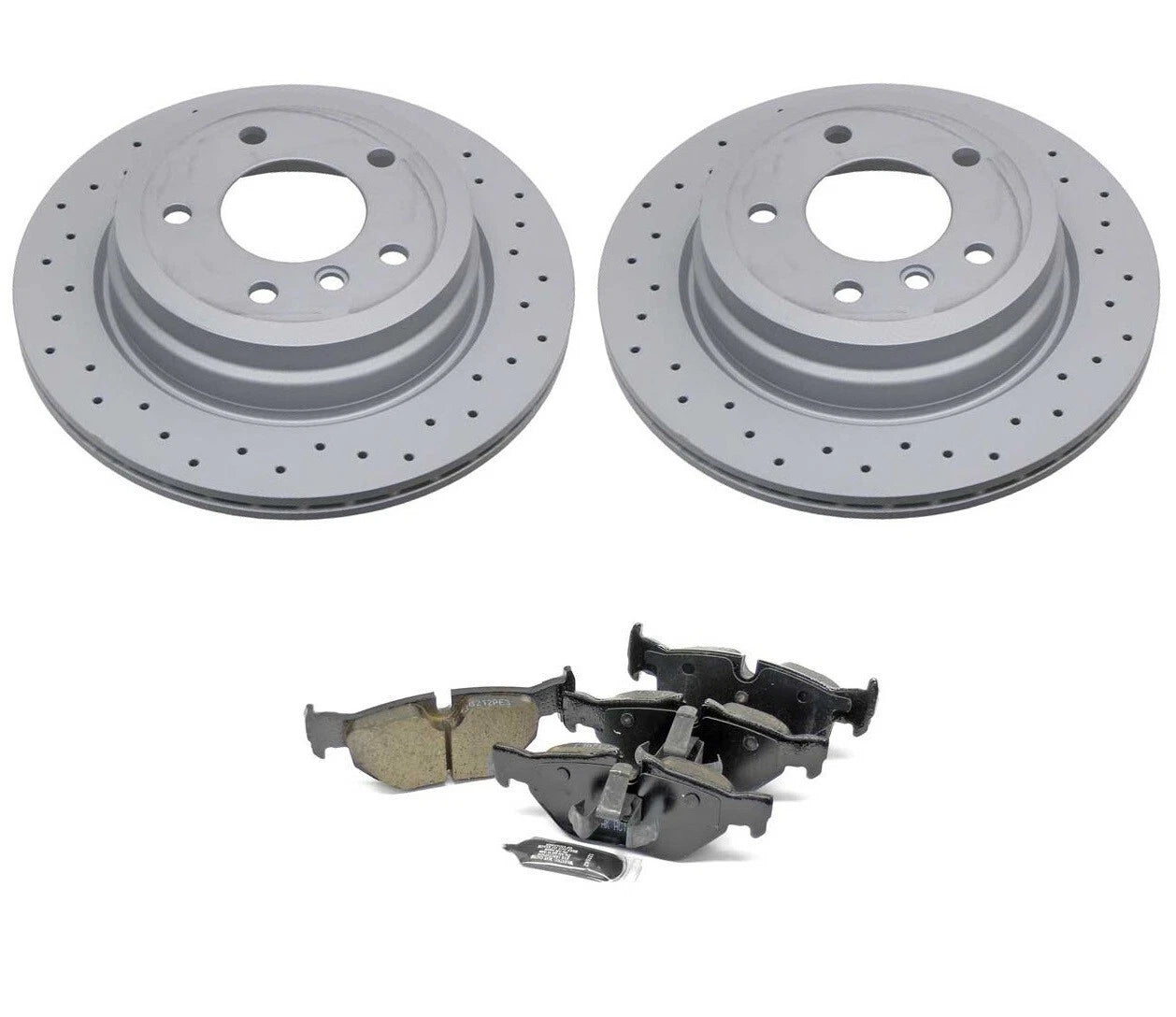 Zimmermann Rear Brake Kit for BMW E90 E91 E92 (2006–2013) - Drilled Rotors, Euro Pads