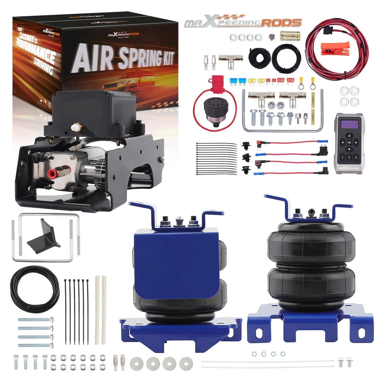 Wireless Air Compressor Kit + Air Spring Kit for GMC Sierra 2500HD 3500HD (2001–2010)