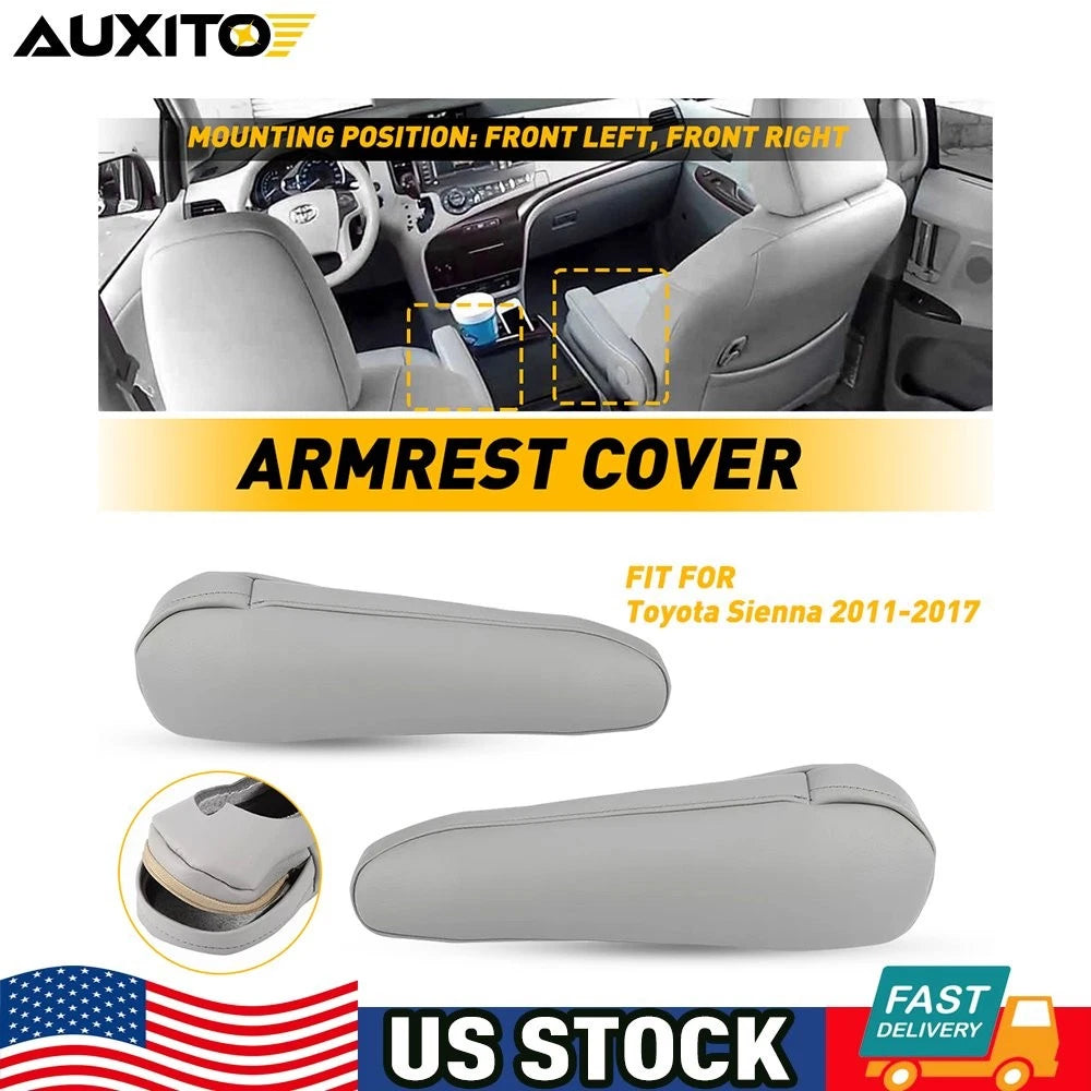 Set of 2 Door Panels for Toyota Sienna (2011–2017) Leather Gray Armrest Cover