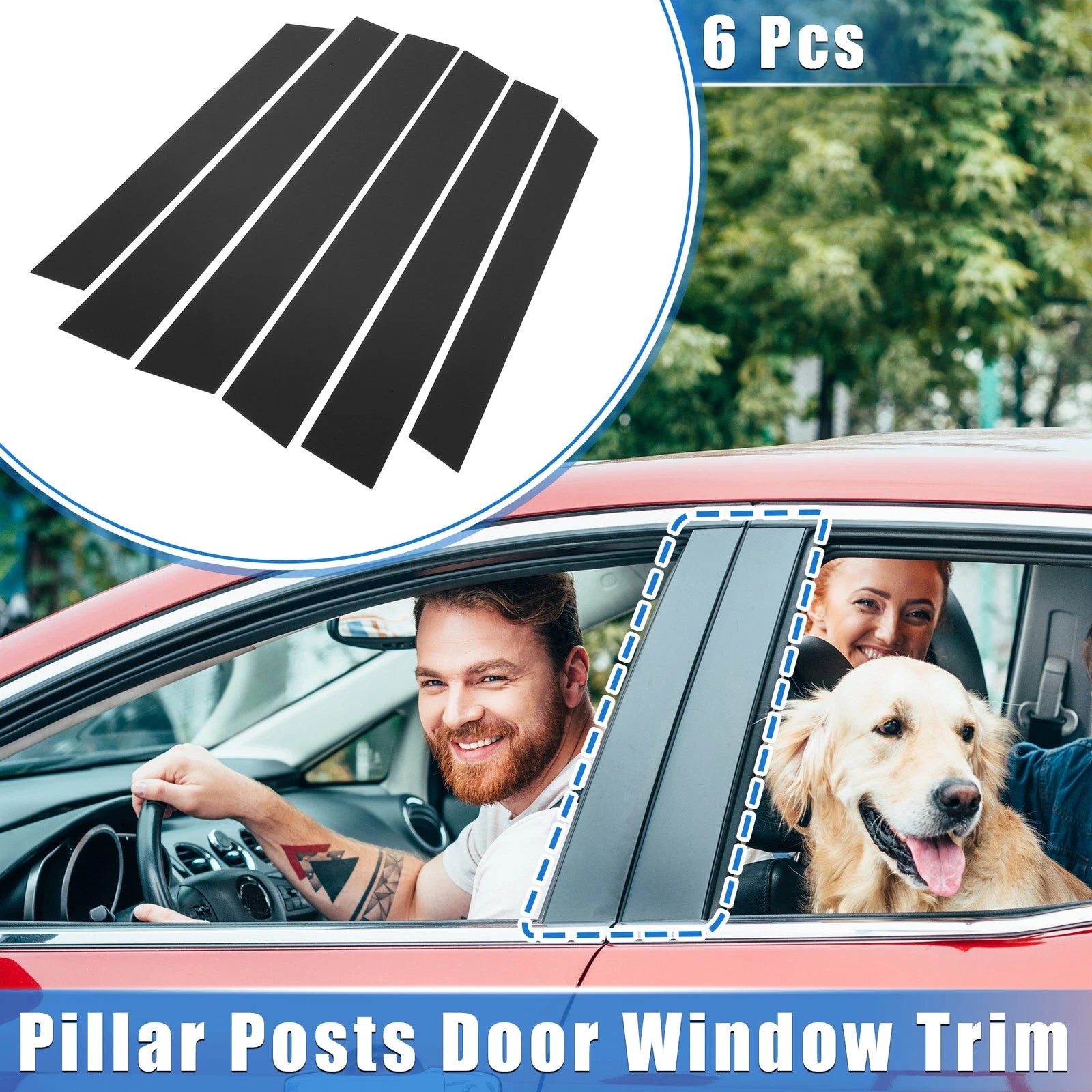 6 Pcs Pillar Posts Door Window Trim Cover for Honda CR-V (2007–2011) Black