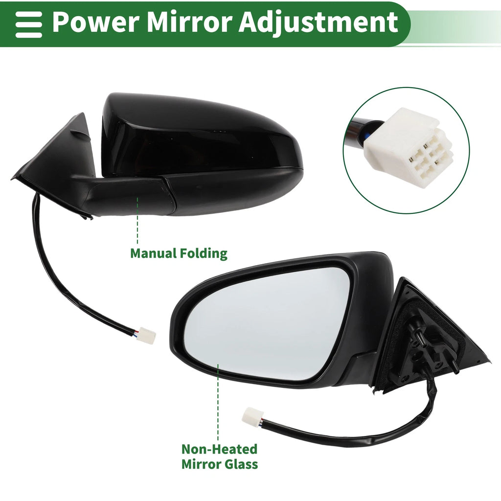 Left Door Mirror for Toyota Camry (2018–2023) Manual Folding Gloss Black