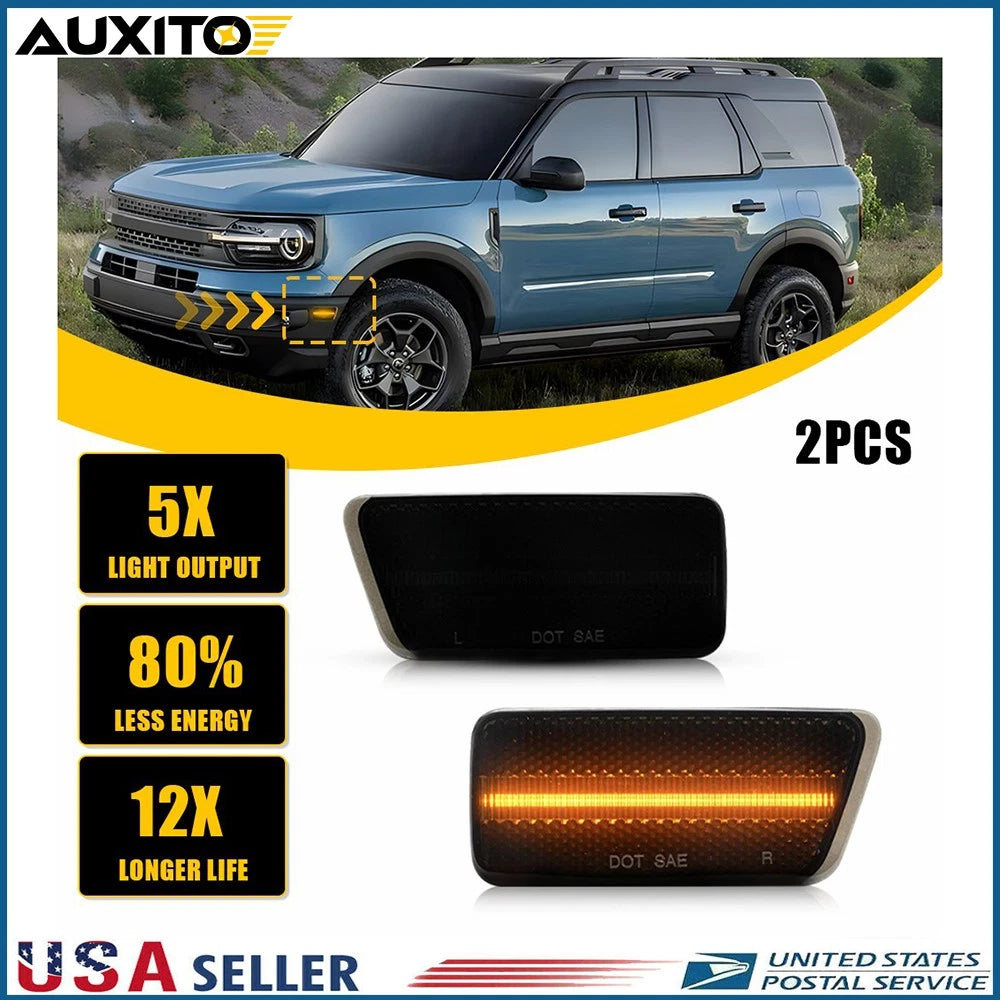 Smoked LED Bumper Side Marker Lights for Ford Bronco Sport (2021–2023)