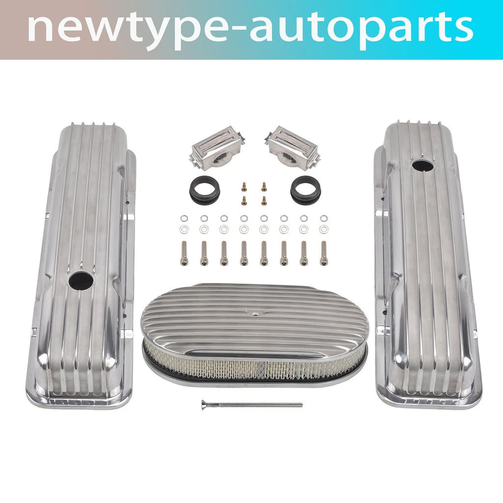 Short Valve Covers & 15" Oval Air Cleaner for Chevy SBC (1958–1986)