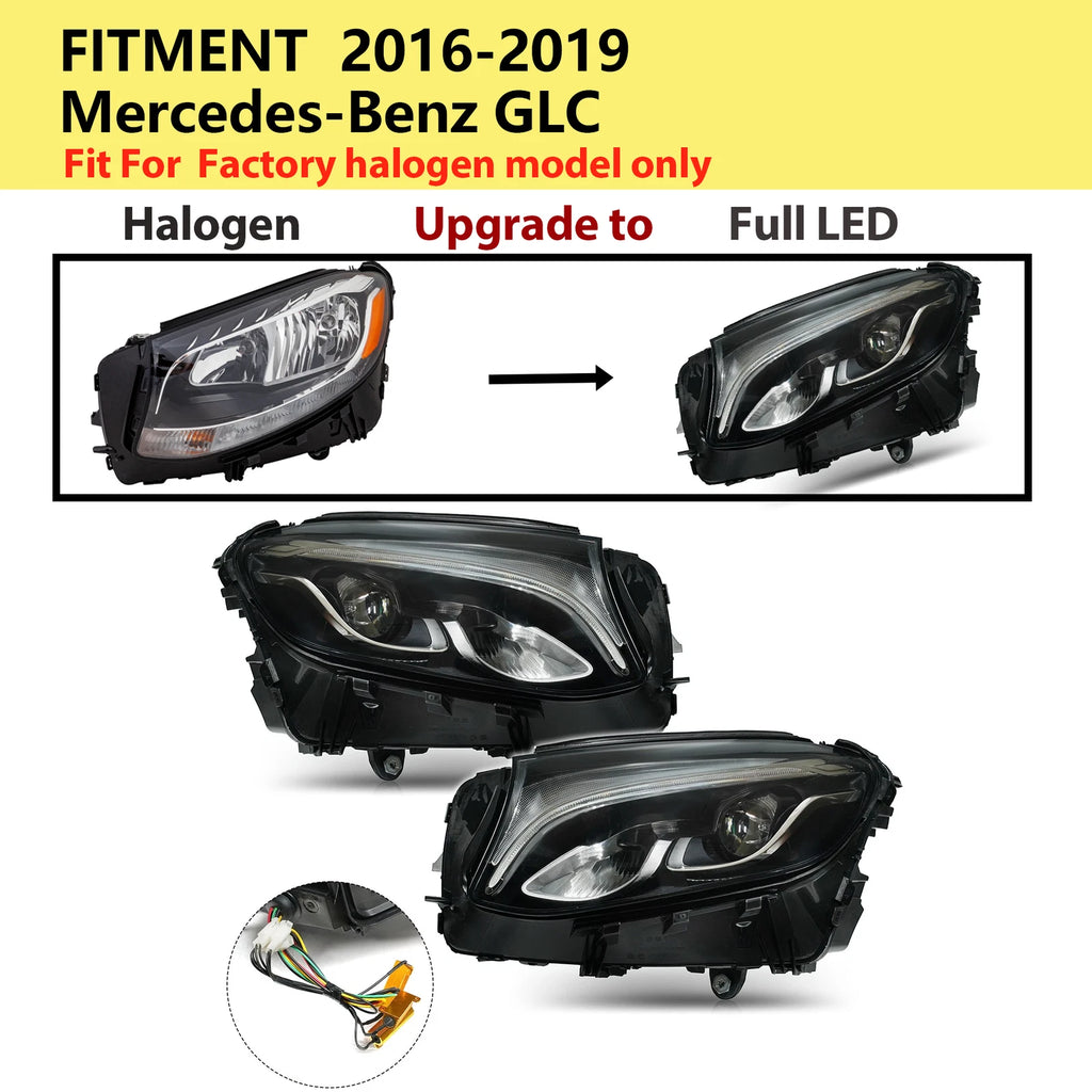 LED Headlight Upgrade for Mercedes Benz GLC300 GLC43 X253 (2016–2019)