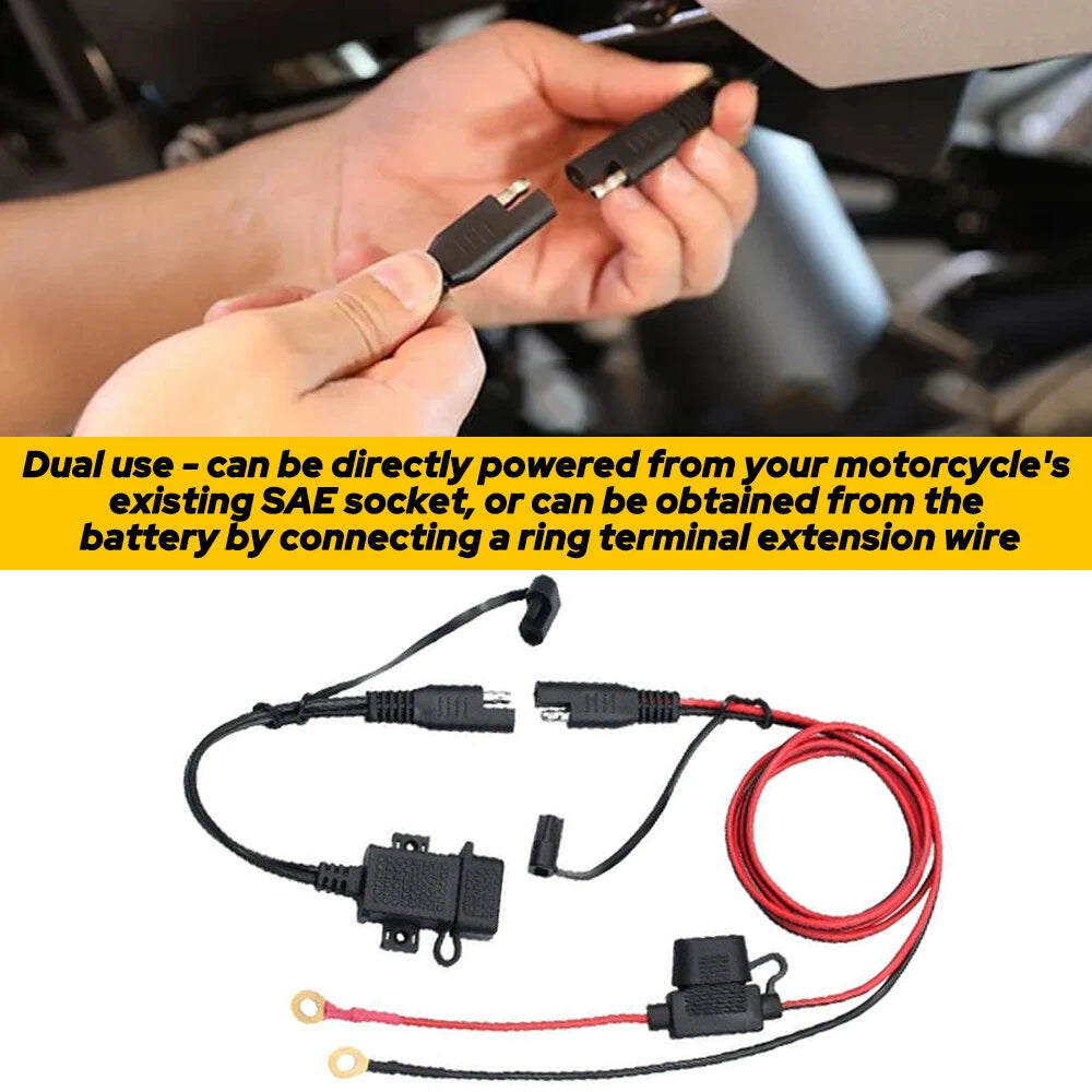 USB Charger Kit for Motorcycle (Waterproof, Inline Fuse)