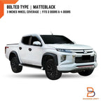 3" Matte Black Bolted Fender Flares for Mitsubishi Triton Ute (2019-2023)