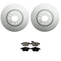 Set of 4 Hella Front Rotors & Akebono EURO Ceramic Brake Pads for Passat Tiguan
