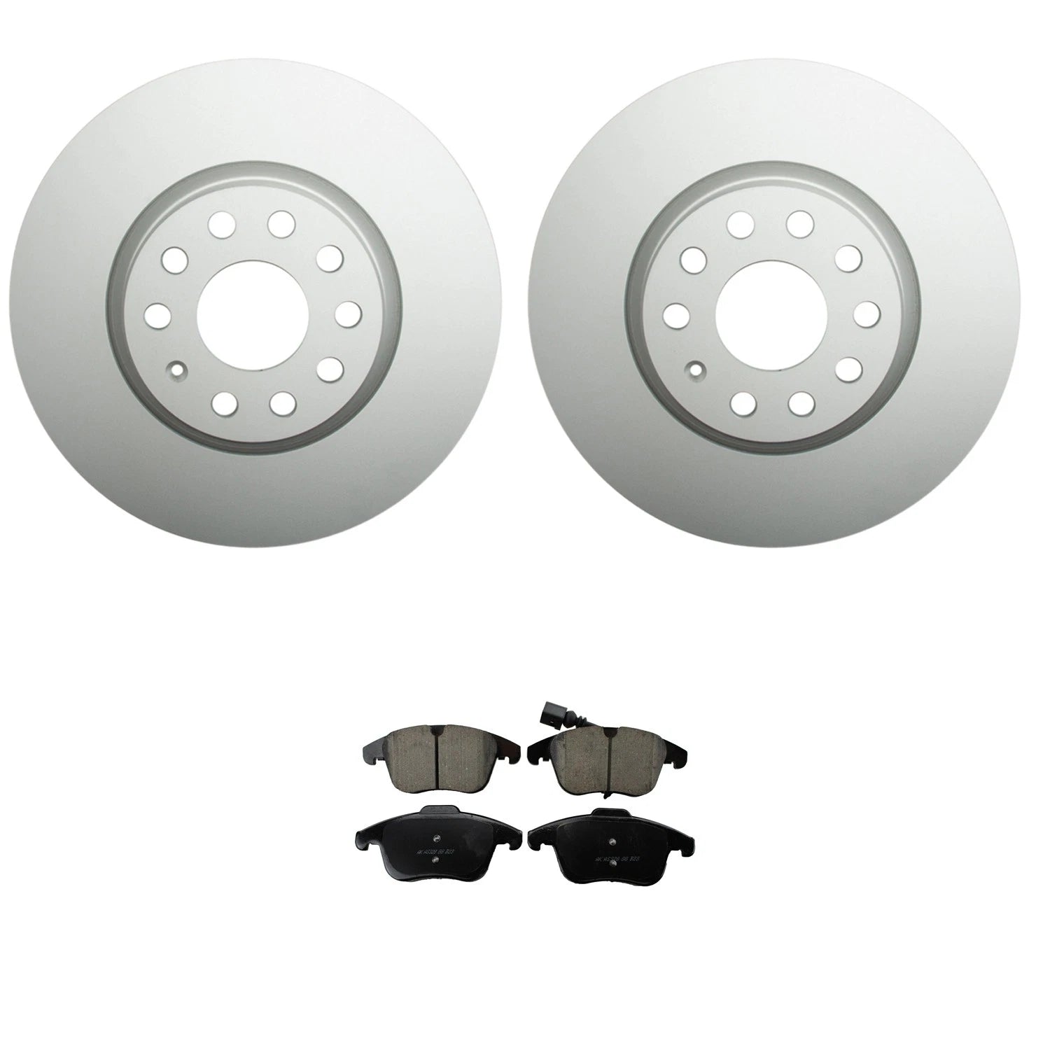 Set of 4 Hella Front Rotors & Akebono EURO Ceramic Brake Pads for Passat Tiguan