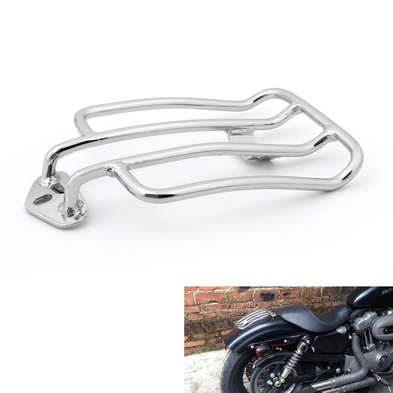 Chrome Solo Rack for Harley-Davidson XL883 1200 Sportster (2004–2015)