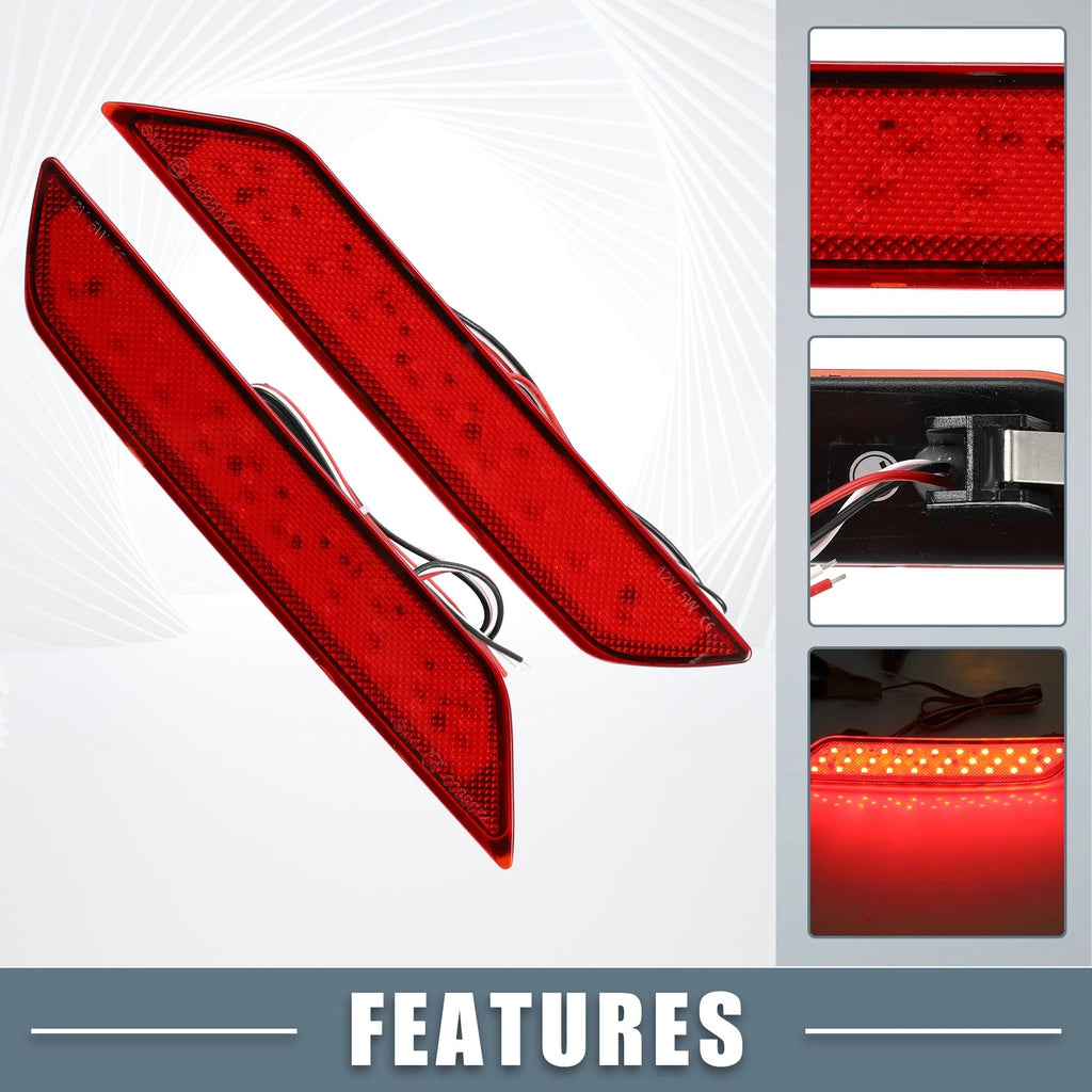 Rear Bumper LED Reflector Brake Tail Light Red Lens for Honda Civic Sedan (2013–2015)