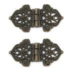 Set of 6 Antique Hollow Flower Hinges for Jewelry Chest Cabinet Door