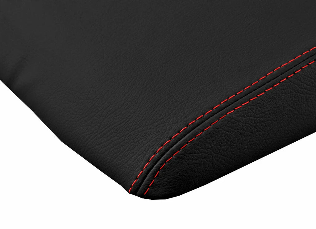 Leather Console Lid Armrest Cover for Dodge Ram (2009–2016) Red Stitch