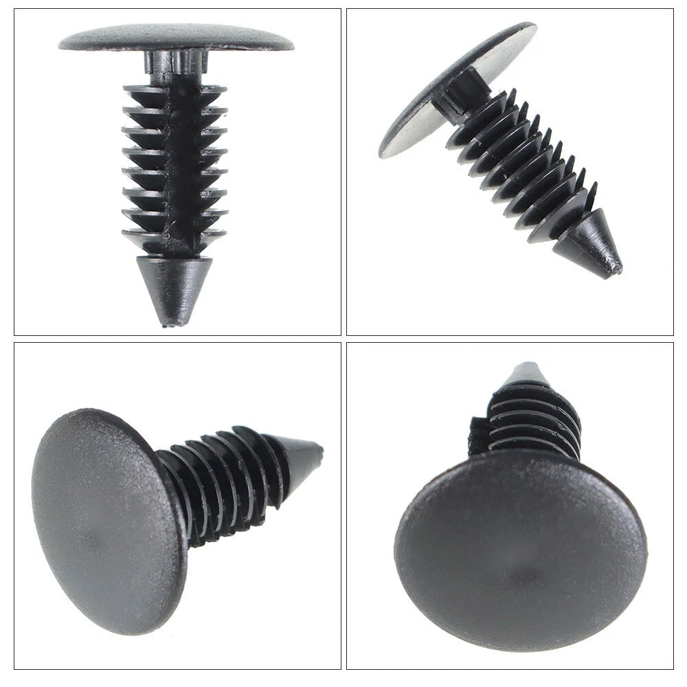 Set of 100 Black Plastic Rivets for Auto Bumper Fender (Compatible)
