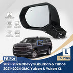 Side Mirror for Chevy Suburban Tahoe GMC Yukon (2021–2024) Power Fold 15 Pins