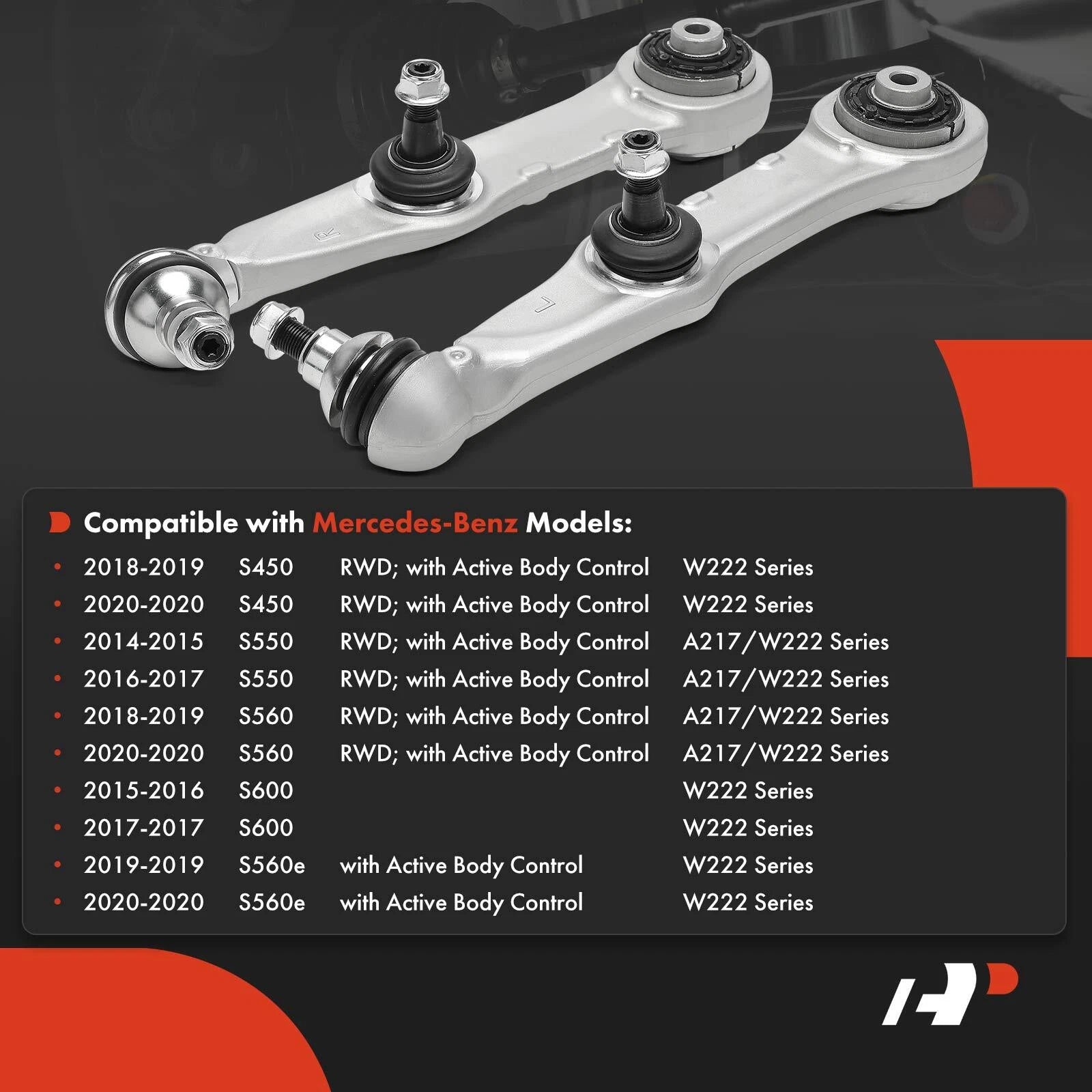 2X Front Lower Rearward Control Arm with Ball Joint for Benz S450 (2018–2023)
