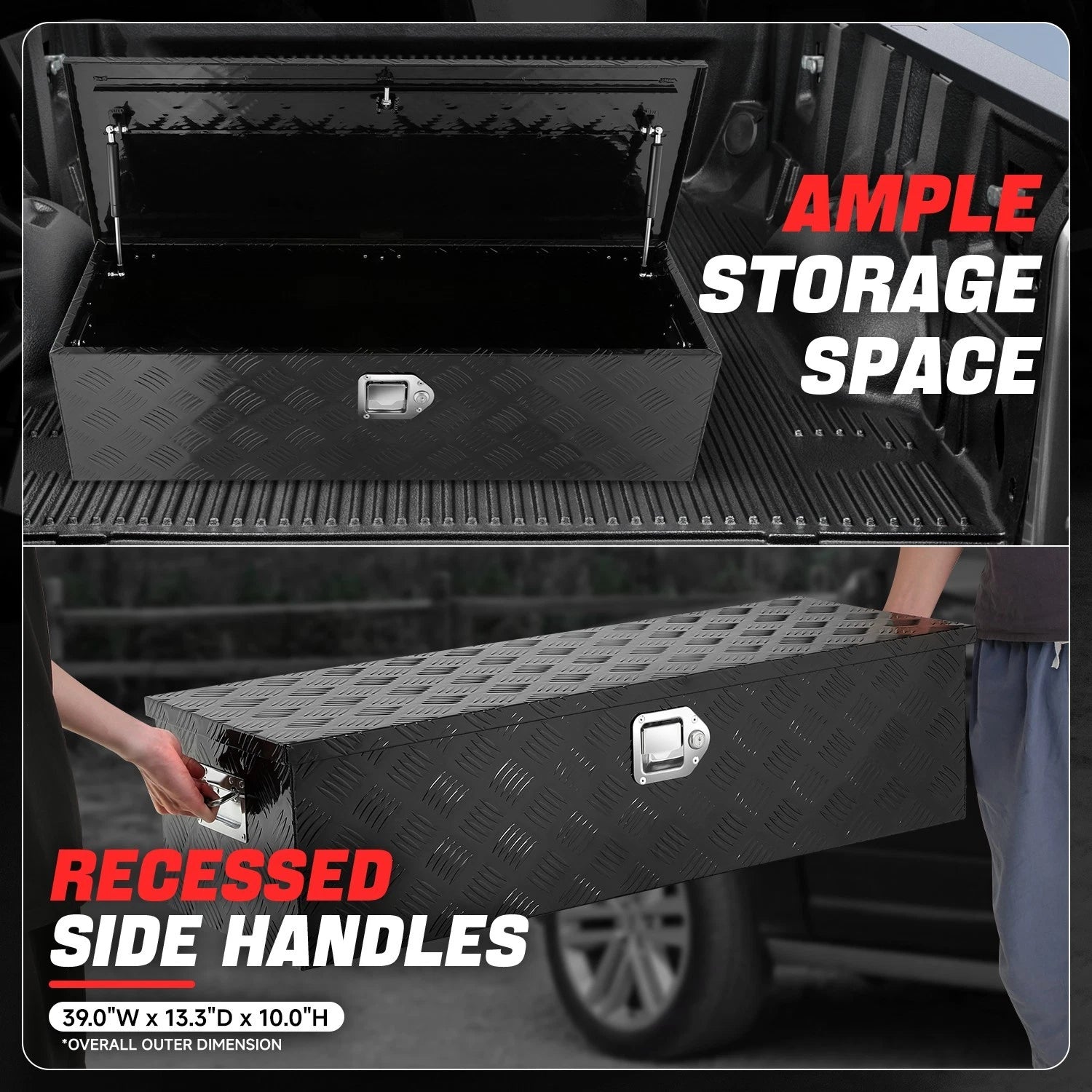 Recessed Side Handle Aluminum Tool Box for Universal Use (99cm x 34cm x 25.5cm)